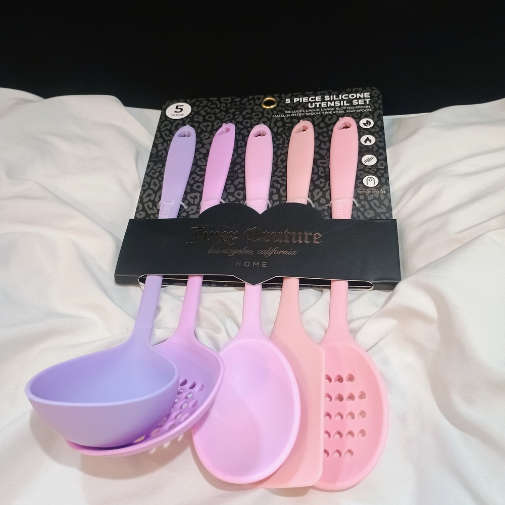 Juicy Couture Pink & Purple 5 Piece Silicone Cooking Utensil Set
